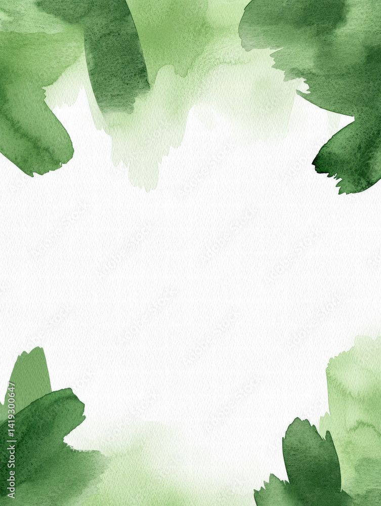 beautiful watercolor background featuring lush green foliage, perfect for invitations or greeting cards
