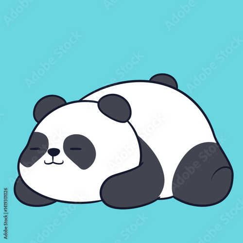 Cute and adorable chubby panda illustration