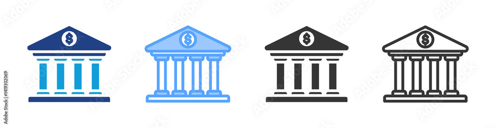 Banking icon set multiple style collection Banking icon set multiple style collection