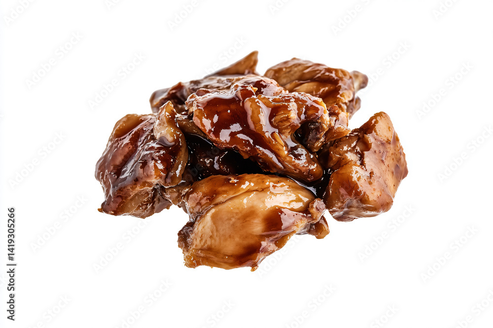a pile of meat with sauce on top of it a pile of meat with sauce on top of it