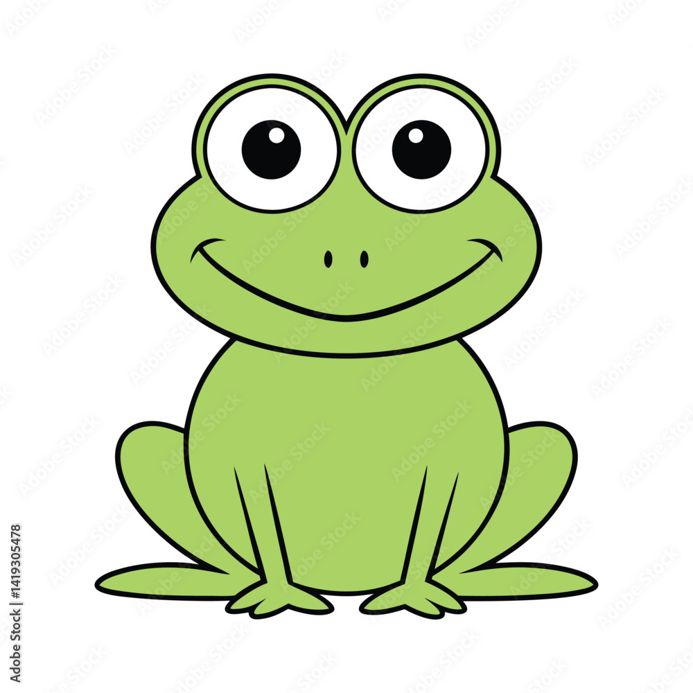 Cute Smiling Green Frog Cartoon Vector Illustration Cute Smiling Green Frog Cartoon Vector Illustration