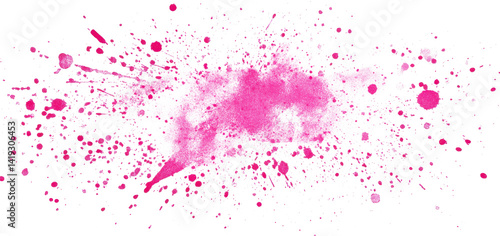 Obraz na płótnie Vibrant abstract pink ink splatter with halftone dots creating a striking visual texture w salonie