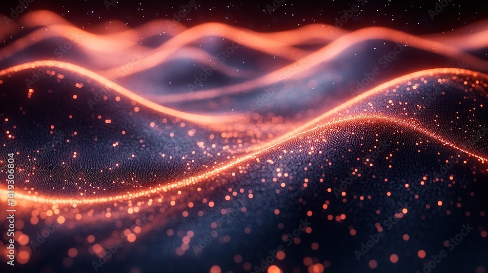 Abstract waves background glowing particles orange light modern design futuristic technology wallpaper backdrop Abstract waves background glowing particles orange light modern design futuristic technology wallpaper backdrop