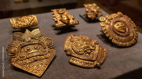 Ancient gold artifacts, intricate details