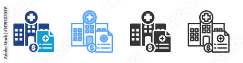 Hospital Budgeting icon set multiple style collection