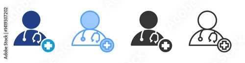 Doctors icon set multiple style collection