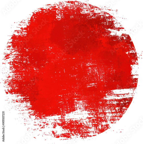 Obraz na płótnie Vivid abstract red circular brushstroke with rough texture showcasing artistic expression w salonie
