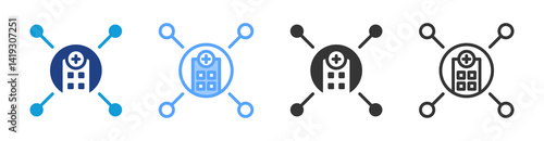 Hospital Association icon set multiple style collection