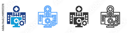 Hospital Information System icon set multiple style collection