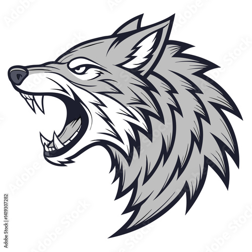 Angry wolf head graphic
