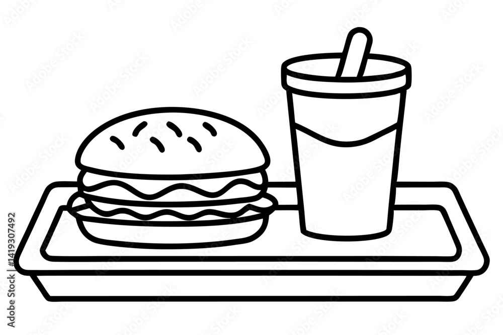 Step-by-Step Guide to Drawing a Classic Fast Food Tray in Monochrome. Step-by-Step Guide to Drawing a Classic Fast Food Tray in Monochrome.