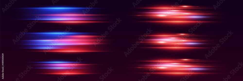 High speed lines of movement and speed, red blue light effect. High speed lines of movement and speed, red blue light effect.