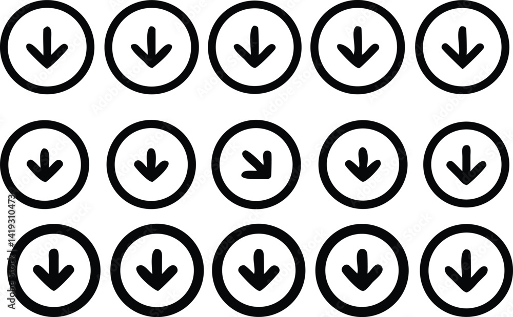 Download Button Icon Set – Round Interface Symbol on White Background
Download Button Icon Set – Round Interface Symbol on White Background
