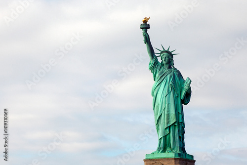 statue of liberty new york. cloudy winter day