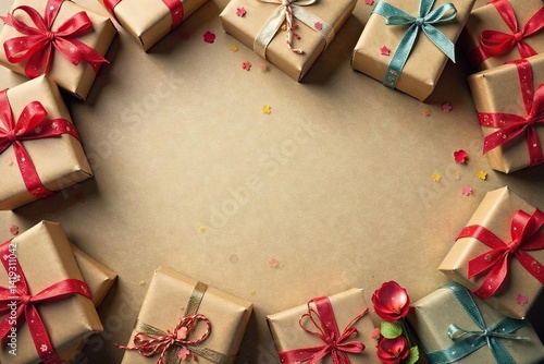 Vintage style gift box pattern, rustic charm, kraft paper, old, shabby chic