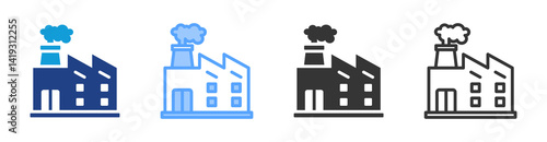 Industry icon set multiple style collection
