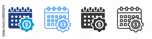 Fiscal Year icon set multiple style collection