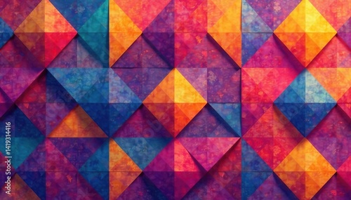 Wallpaper Mural Abstract geometric shapes repeat in vibrant color scheme , vector, art, line Torontodigital.ca