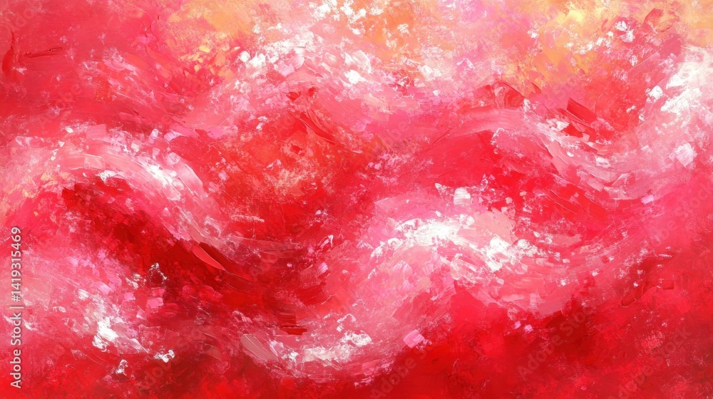 Obraz premium Vibrant crimson and white abstract painting.