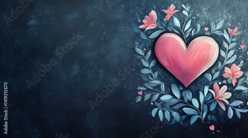 valentine Chalk heart on a chalkboard