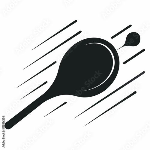 Black silhouette illustration of a enema syringe with motion lines