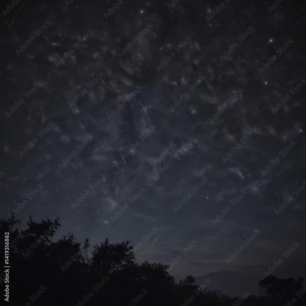 Naklejka premium starry night sky, night sky with stars, night sky with clouds