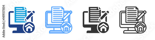 Online Homework icon set multiple style collection