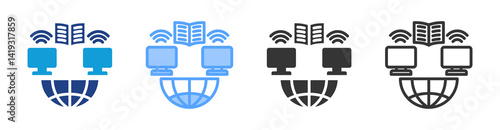 Distance Learning icon set multiple style collection