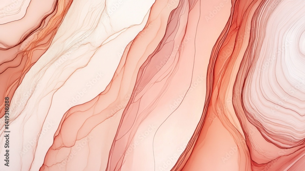 Fluid abstract art piece featuring flowing, translucent coral hues. Fluid abstract art piece featuring flowing, translucent coral hues.