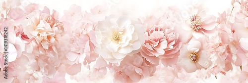 Soft pink peony bloom arrangement, isolated on white, background for invitation design