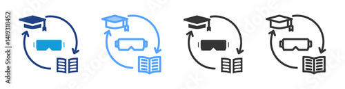 Immersive Learning icon set multiple style collection