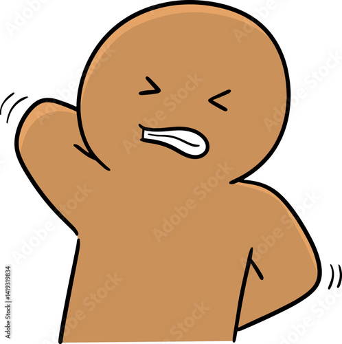 Illustration of man scratching back
