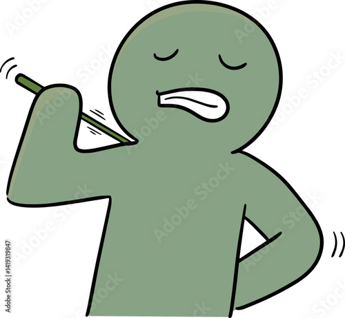 Illustration of man scratching back
