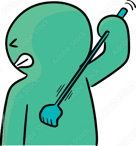 Illustration of man scratching back
