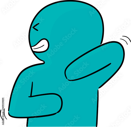 Illustration of man scratching back
