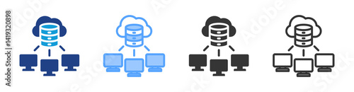Cloud Hosting icon set multiple style collection