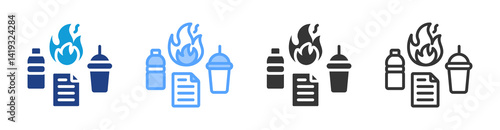 Waste Burning icon set multiple style collection