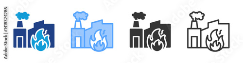 Incineration icon set multiple style collection