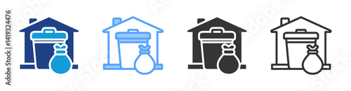 Household Waste icon set multiple style collection