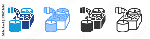 Waste Water Treatment icon set multiple style collection