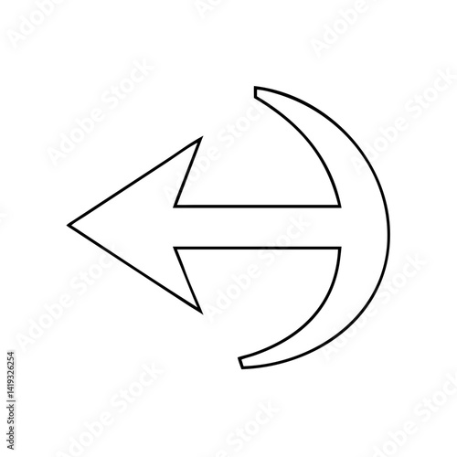 Free Download Arrow Left Direction Symbol Outline on White Background   - GFXLoad