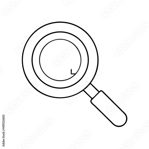 Magnifying glass illustration showing detail in black outline  