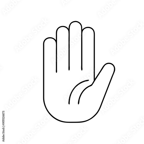 Outline of a hand signaling stop against a white background  