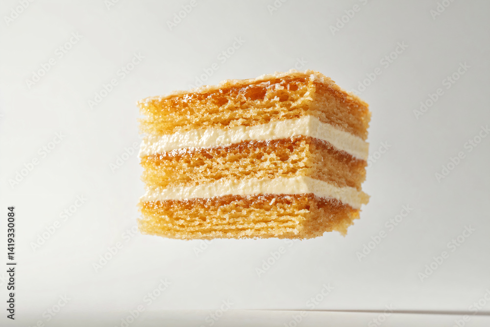 Fototapeta premium a piece of cake is flying in the air