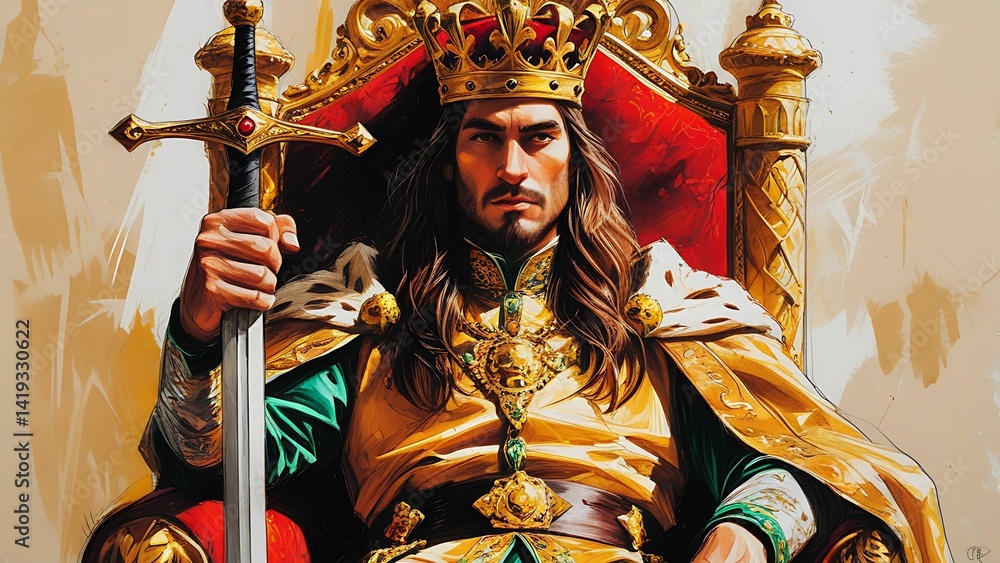 Obraz premium Sketch of a king with the sword