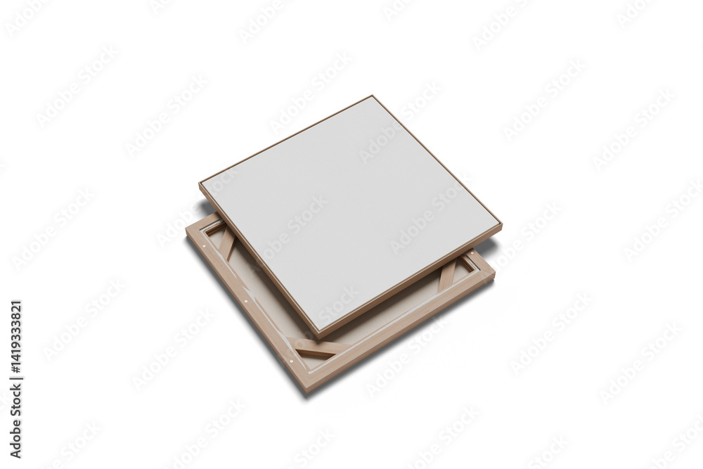 Realistic Square Canvas Mockup with shadow isolated on white background, 3d rendering Realistic Square Canvas Mockup with shadow isolated on white background, 3d rendering