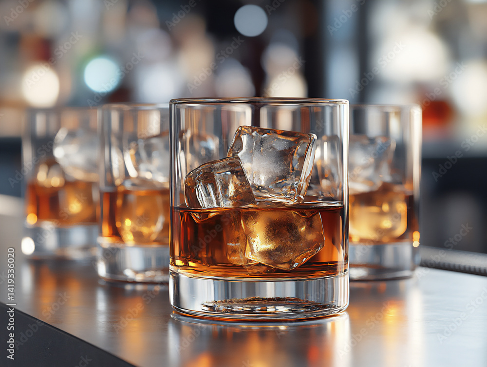 whiskey rocks glasses sleek bar bokeh whiskey rocks glasses sleek bar bokeh