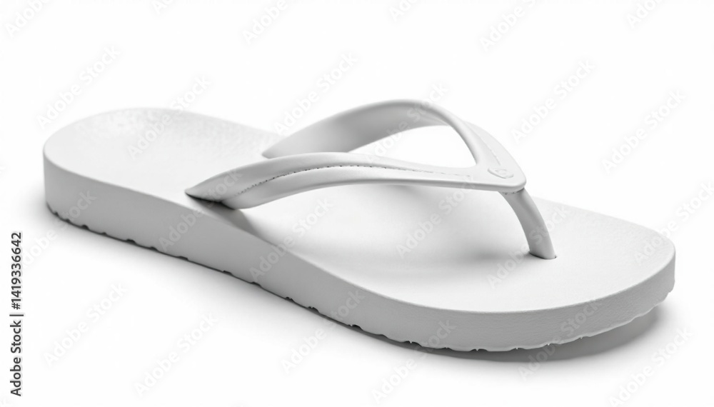 Single white flip-flop, isolated on pure white background, clean, minimal, white background Single white flip-flop, isolated on pure white background, clean, minimal, white background
