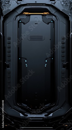 High-Tech Futuristic Doorway with Blue Lights