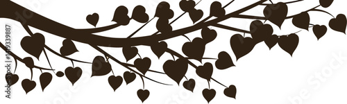 Bodhi Tree Branch with Bo Leaves, Sacred fig leaves Vector for Vesak Day – Sacred Buddhist Symbol Illustration